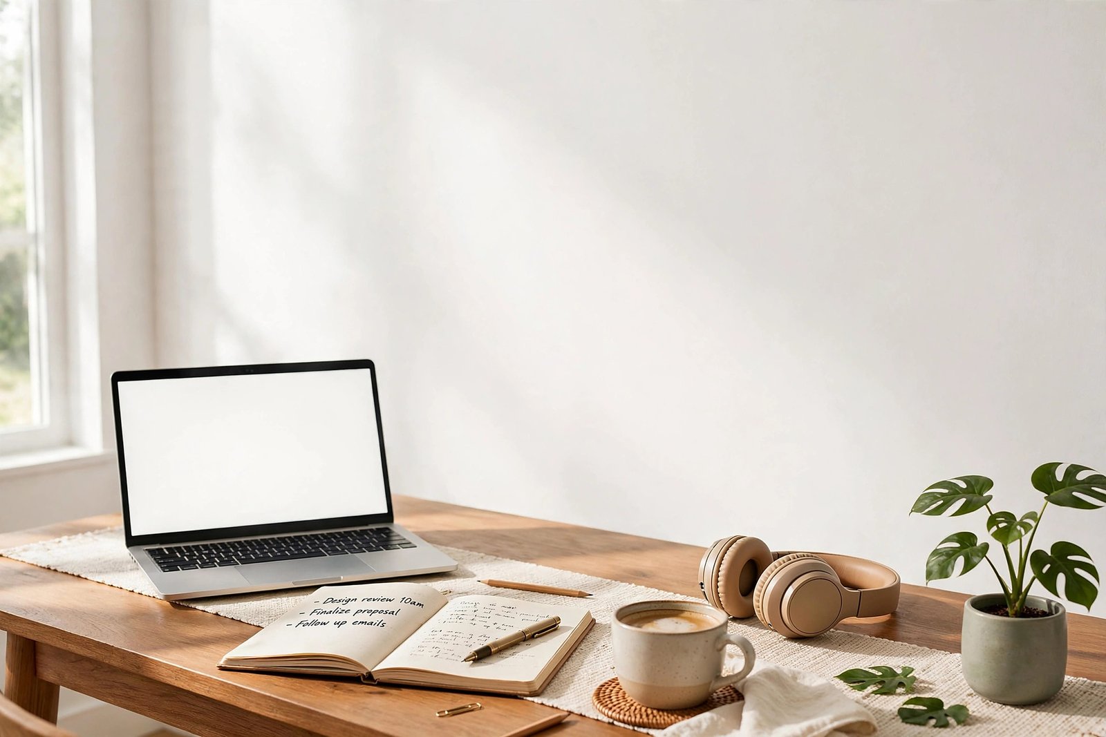 Minimalist home office desk setup, HD wallpaper