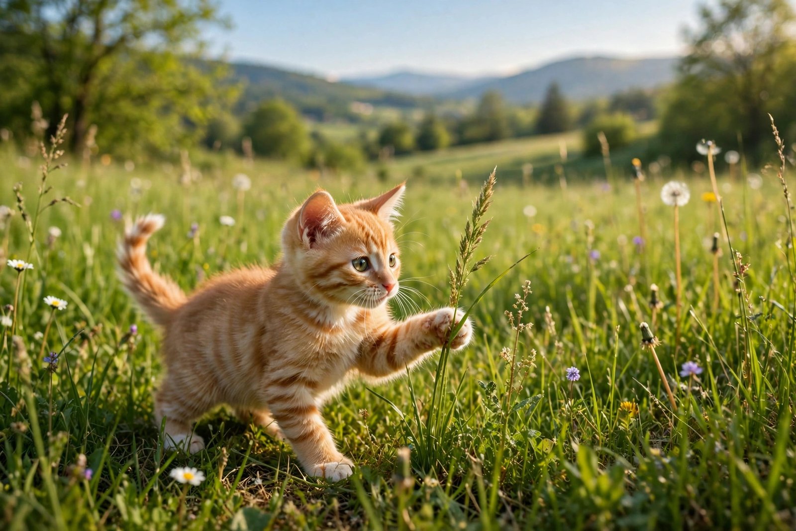 Orange Tabby Kitten in the Meadow