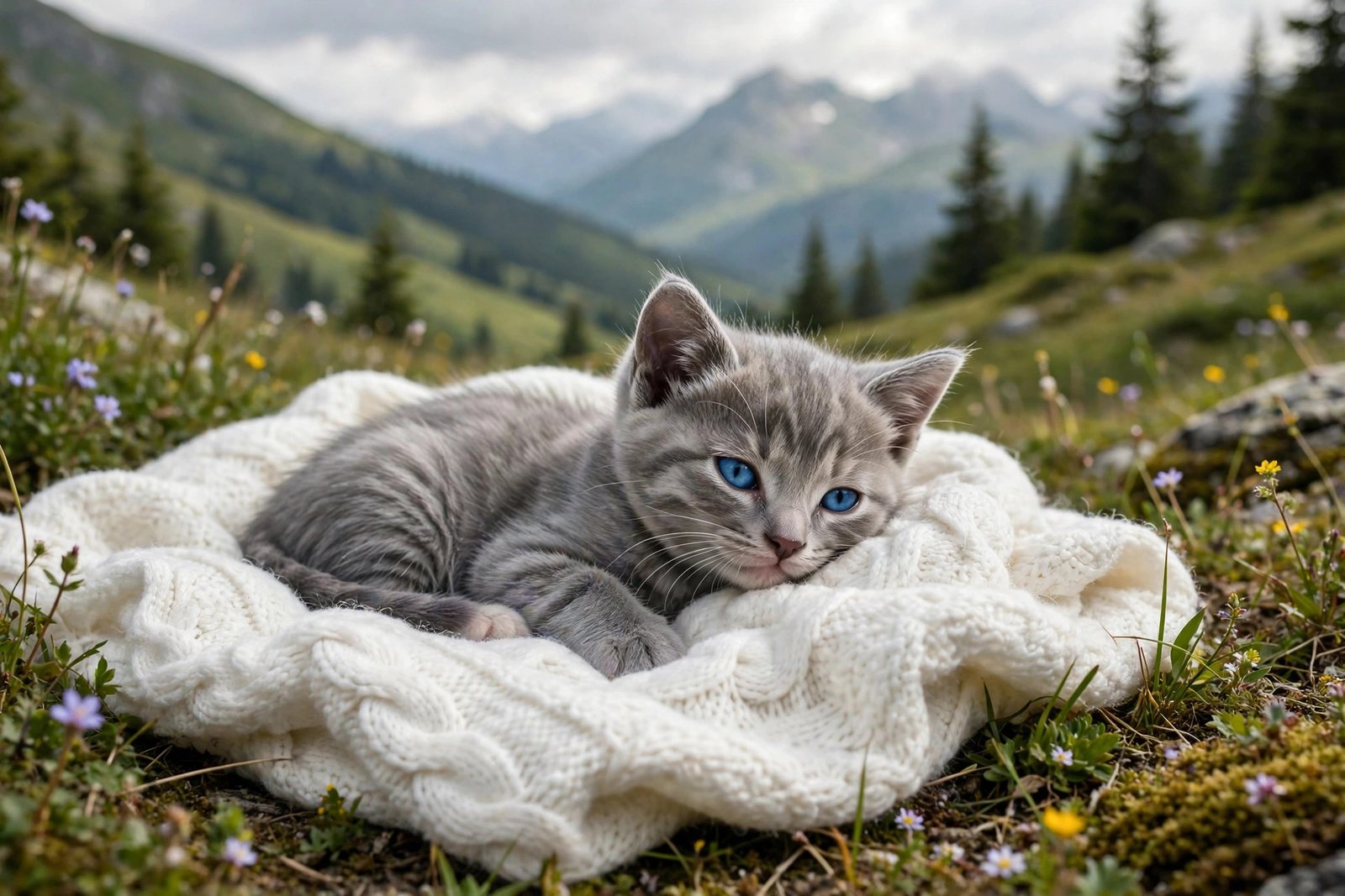 Grey Kitten With Blue Eyes