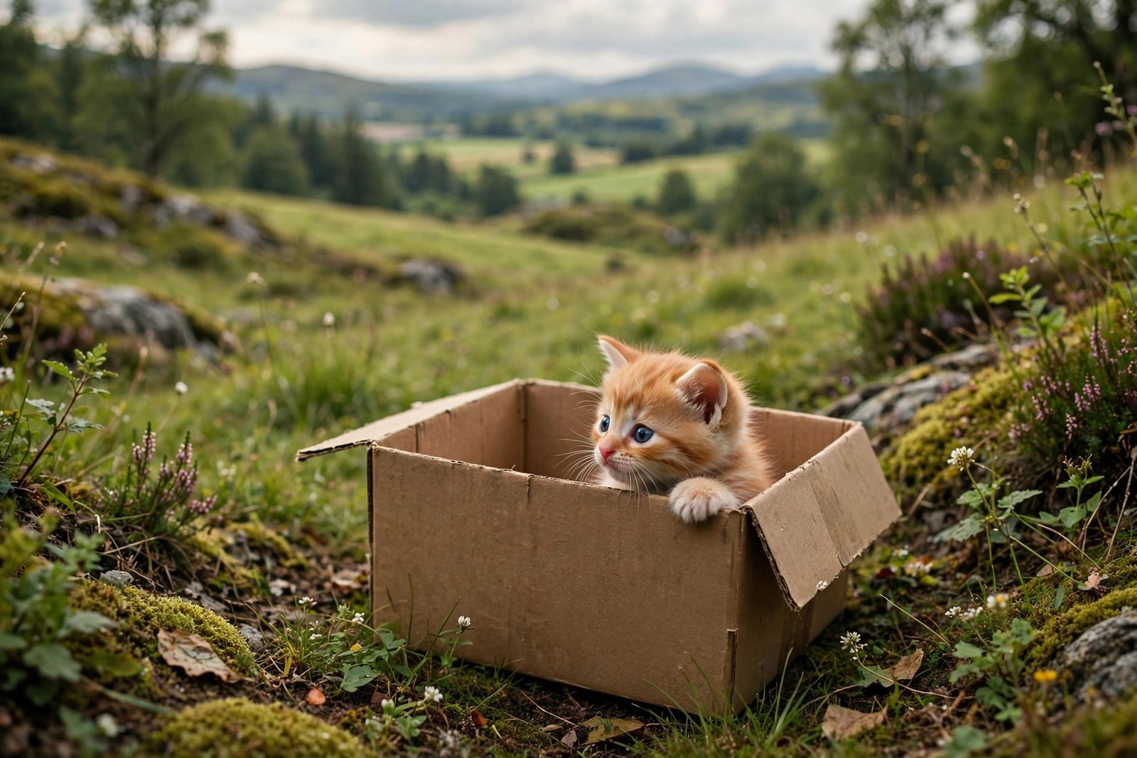 Kitten Peeking From a Box