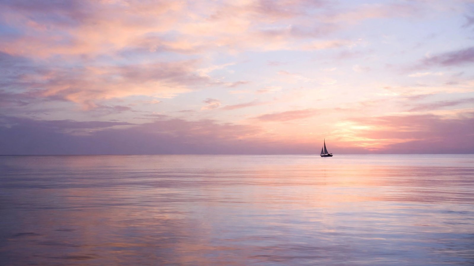 Ocean Sunset Wallpaper 3 – The Lone Sailboat