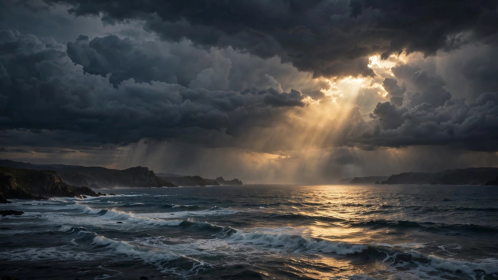 Ocean Sunset Wallpaper 6 – Light Through the Storm
