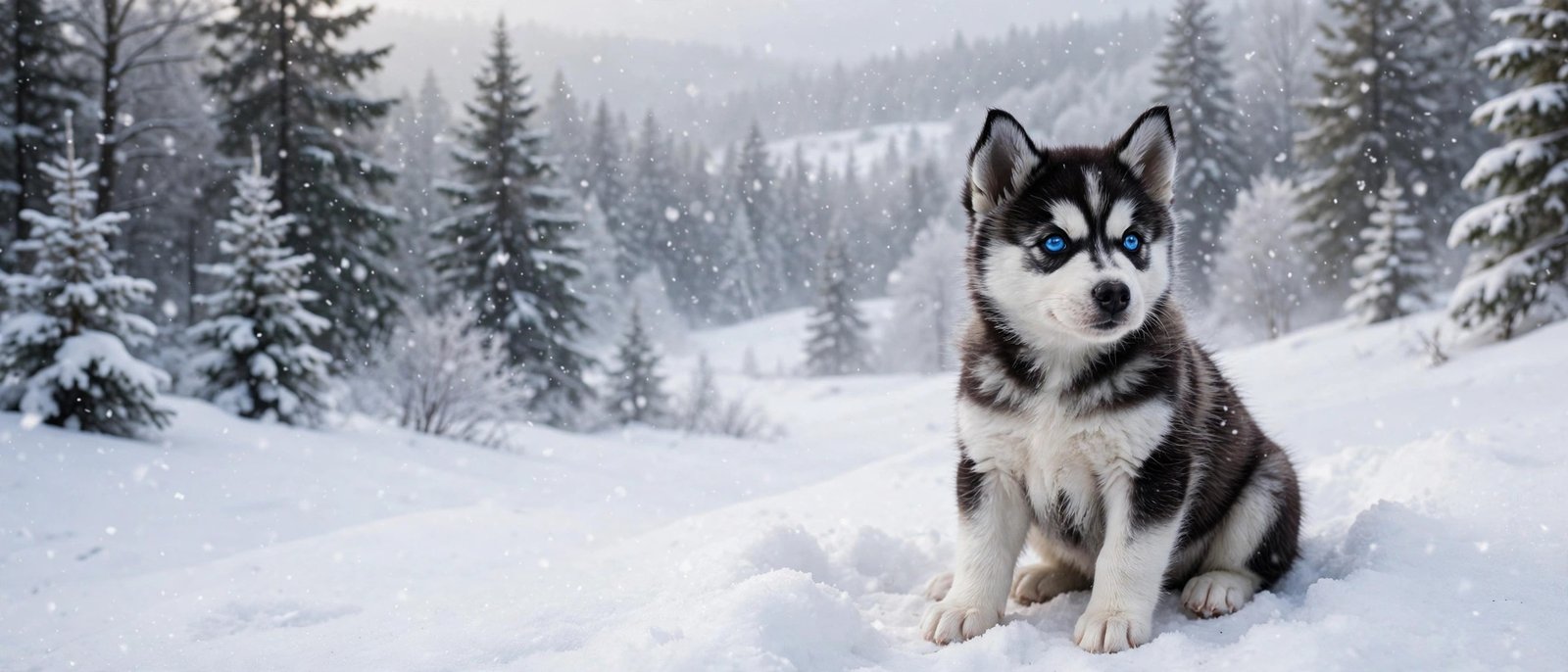 Husky Puppy in the Snow