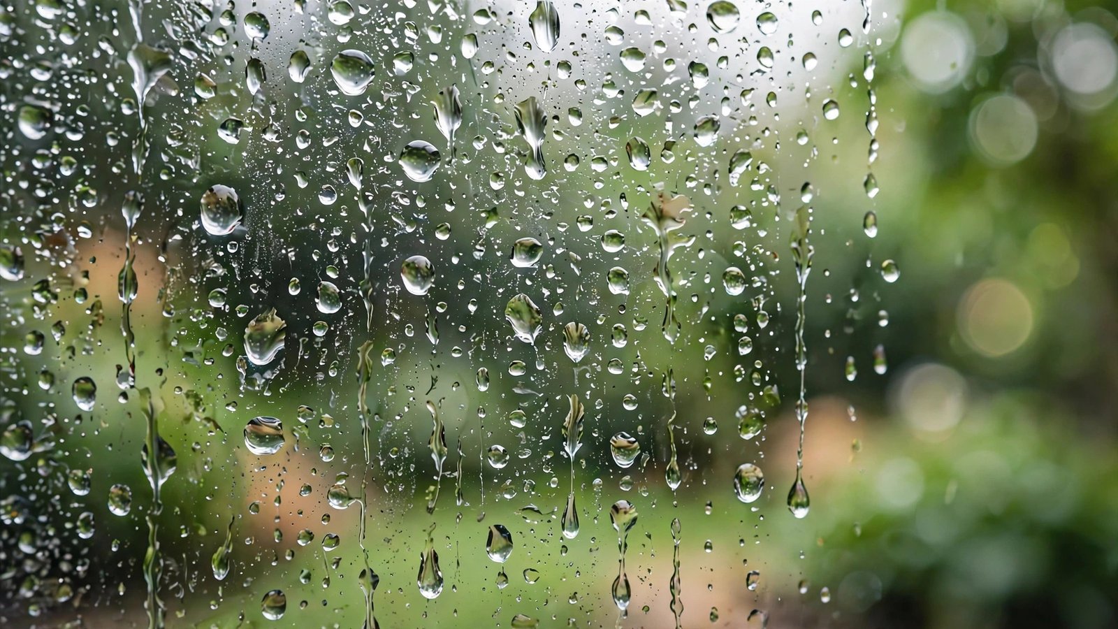 Raindrop Macro With Soft Bokeh Garden