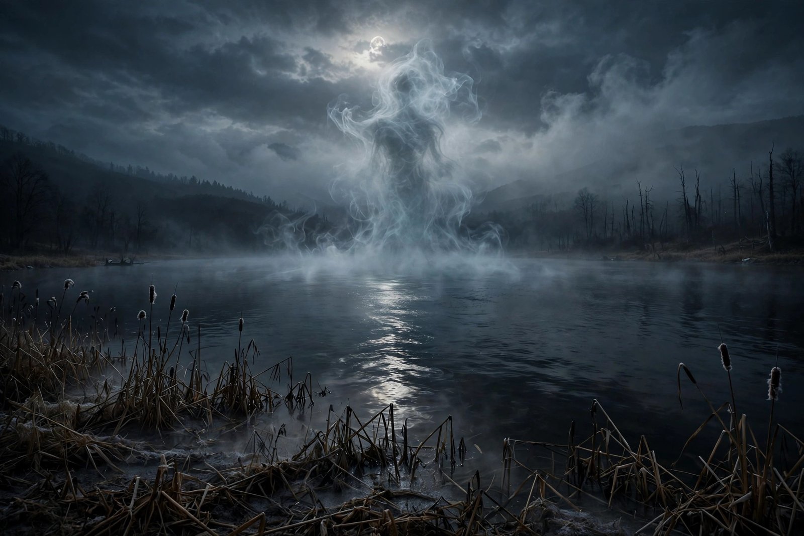 Mist Over the Lake — spooky ghost Halloween wallpaper 2026