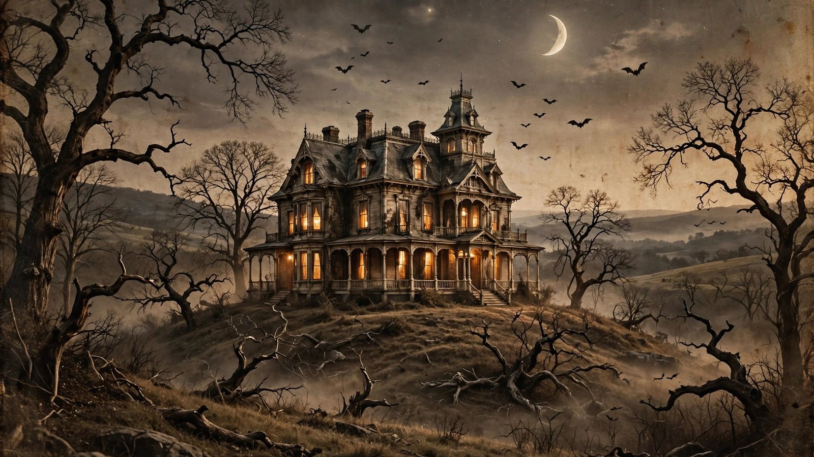 Vintage Halloween Wallpaper 4 – The Amber Mansion
