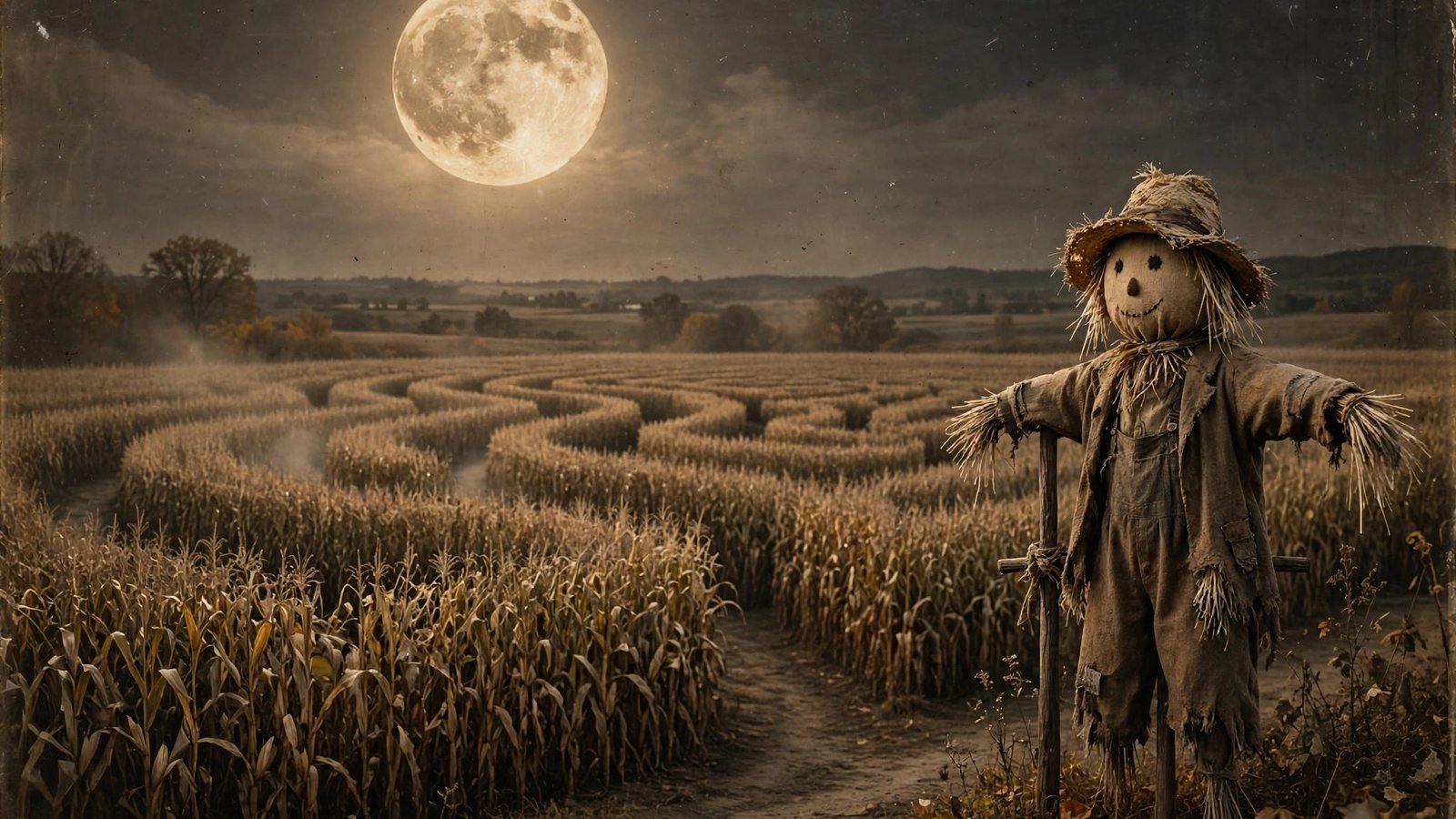 Vintage Halloween Wallpaper 6 – The Cornfield Maze