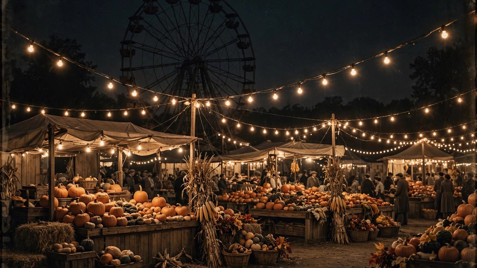 Vintage Halloween Wallpaper 8 – The Harvest Fair at Night