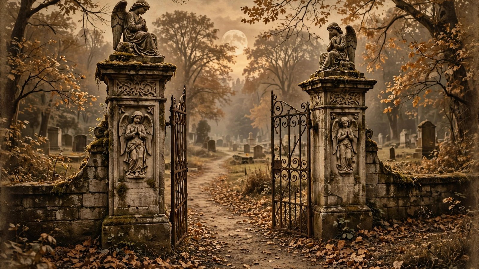 Vintage Halloween Wallpaper 10 – The Old Graveyard Gate